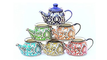 Ceramic Blue Pottery Tea-Set